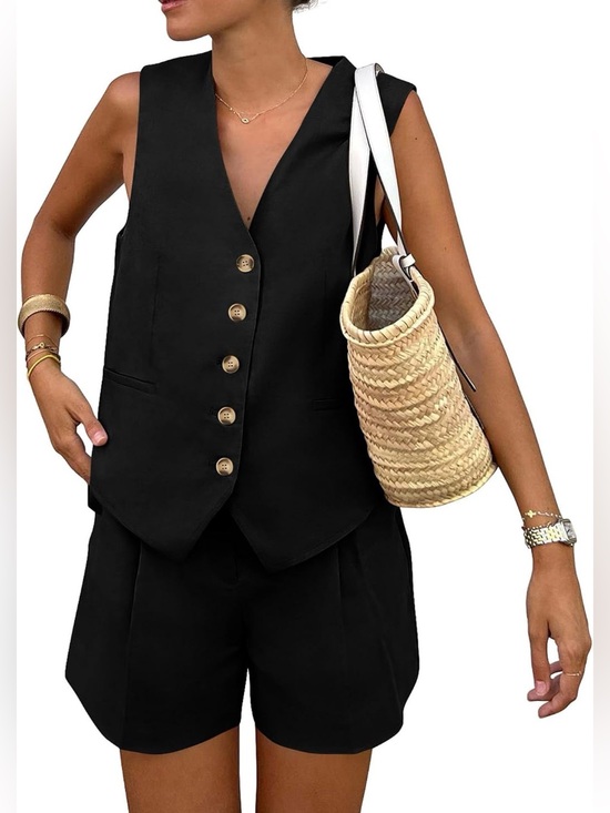 PrettyGarden Other - Women’s Linen Blend Shorts and Vest Set